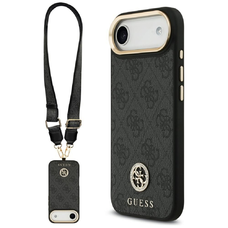 iPhone 17 Air Guess 4G Strass Logo & Big Strap Metal Buttons MagSafe tok fekete