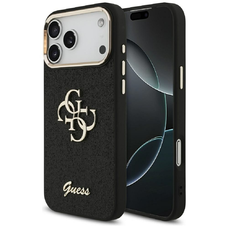 iPhone 17 Pro Max Guess Fixed Glitter Big 4G Metal Frame fekete tok,