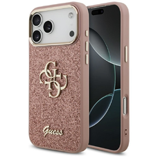 iPhone 17 Pro Max Guess Fixed Glitter Big 4G Metal Frame rózsaszín tok