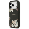 iPhone 17 Pro Guess Szemcsés Virágmintás Klasszikus Logós MagSafe tok fekete tok - 0. kép