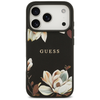iPhone 17 Pro Guess Szemcsés Virágmintás Klasszikus Logós MagSafe tok fekete tok - 1. kép