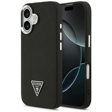 iPhone 17 Guess Grained Triangle Logo MagSafe tok fekete,