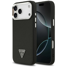 iPhone 17 Pro Max Guess Grained Triangle Logo MagSafe fekete tok