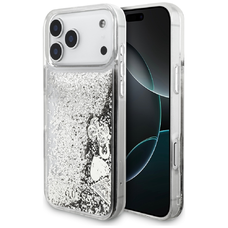 iPhone 17 Pro Guess Folyékony Csillogó Amulett Tok Ezüst