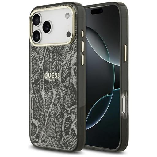 iPhone 17 Pro Max Guess Python Mintás MagSafe tok Fekete