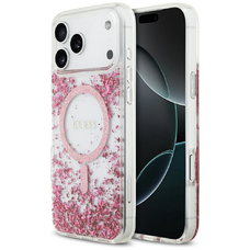 iPhone 17 Pro Max Guess Resin Bottom Glitter MagSafe tok Rózsaszín