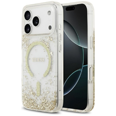 iPhone 17 Pro Guess Resin Bottom Glitter MagSafe tok arany