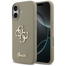 iPhone 17 Guess szilikon nagy 4G feliratos tok barna