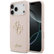 iPhone 17 Pro Max Guess Silicone Big 4G Script rózsaszín tok