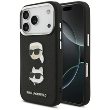 iPhone 17 Pro Karl Lagerfeld FW Grained Karl & Choupette Fejek Brossok & Logó Fekete tok