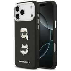 iPhone 17 Pro Max Karl Lagerfeld FW Grained Karl & Choupette Fejek és Logó Fekete tok