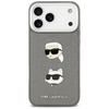 iPhone 17 Pro Max Karl Lagerfeld FW Grained Karl & Choupette Fejek Tűk & Logo Szürke tok - 1. kép