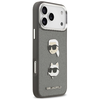 iPhone 17 Pro Max Karl Lagerfeld FW Grained Karl & Choupette Fejek Tűk & Logo Szürke tok - 2. kép