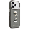iPhone 17 Pro Karl Lagerfeld FW Grained Karl & Choupette Heads Pins & Logo szürke tok - 2. kép