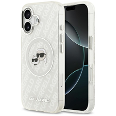 iPhone 17 Karl Lagerfeld IML Glitter Karl & Choupette Heads Logo MagSafe szürke tok