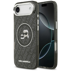 iPhone 17 Air Karl Lagerfeld IML Glitter Karl & Choupette Heads Logo MagSafe fekete tok