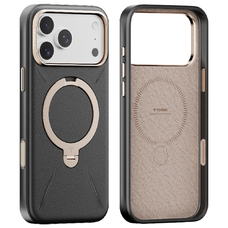 iPhone 17 Pro Max Torras - QPRO Leather Series - Fekete tok