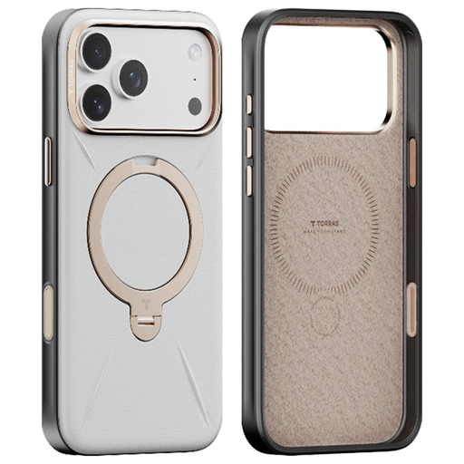 Apple iPhone 17 Pro Max Szürke Torras QPRO Leather Series tok