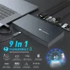 Rocketek 9in1 USB Type-C HUB USB 3.0/Thunderbolt 3 USB-C dokkoló szürke - 1. kép