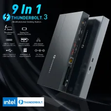 Rocketek 9in1 USB Type-C HUB USB 3.0/Thunderbolt 3 USB-C dokkoló szürke