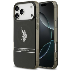 iPhone 17 Pro Max US Polo DH és Alsó Csíkos Logó MagSafe tok Fekete tok