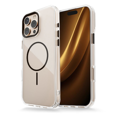 iPhone 17 Pro átlátszó vékony mágneses tok fekete