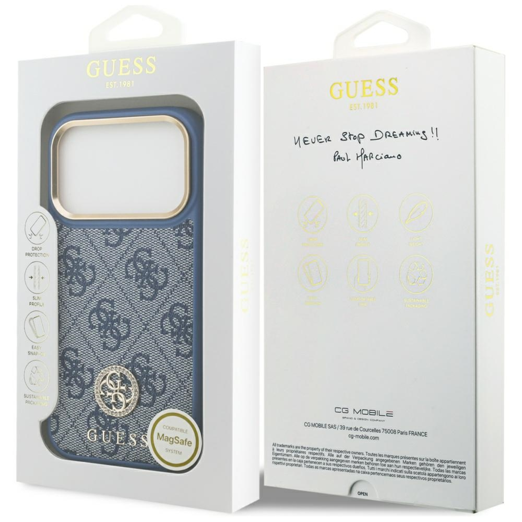 iPhone 17 Pro Guess Hardcase 4G (GUHMP17LP4GRMDEB) - Kék tok - 7