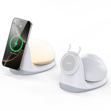  Duzzona - 2 az 1-ben Töltőállomás (W26) - Mágneses Leválasztható Éjjeli Fénnyel, Type-C, 300mAh, 15W - Fehér