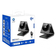  iPhone, Apple Watch, AirPods - Fekete Lito - Magnetic Wireless Charger (LT-W02) - 4 az 1-ben, Gyors töltés, 15W, QI2, N52 mágnesek