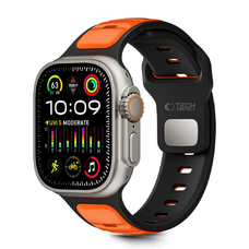 Apple Watch 8 / 9 / 10 / 11 / SE / Ultra (44 / 45 / 46 / 49 mm) Tech-protect Iconband Line fekete/narancs