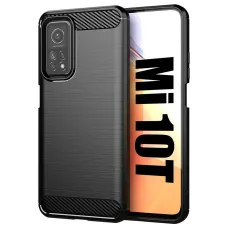 Karbonszál mintás Flexibilis TPU tok Xiaomi Mi 10T Pro / Mi 10T készülékhez Fekete színben