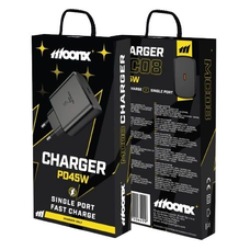 MOONX fali töltő MC08 PD 45W 1xUSB-C Fekete