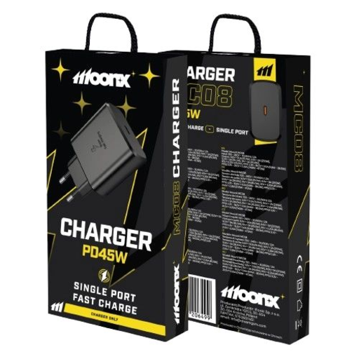 MOONX fali töltő MC08 PD 45W 1xUSB-C Fekete