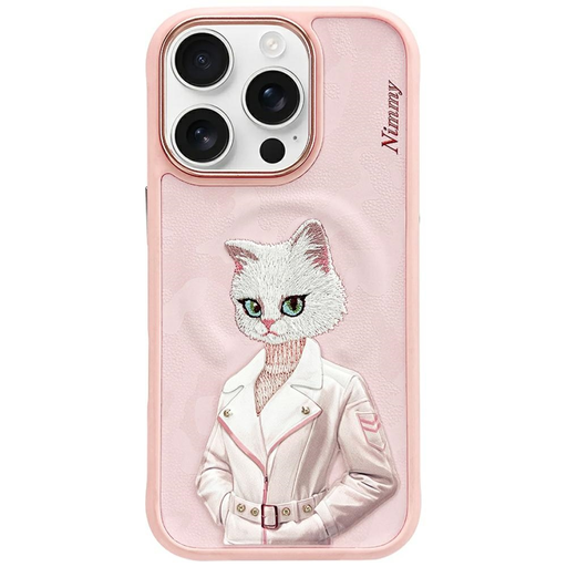 iPhone 16 Pro Max Nimmy Mágneses Divatos Aranyos Kisállat tok rózsaszín tok
