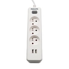 PHILIPS hálózati elosztó 3 aljzat + 2 USB 2m 10A fehér