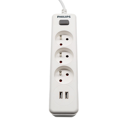 PHILIPS hálózati elosztó 3 aljzat + 2 USB 2m 10A fehér