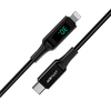  Acefast C6-01 adatkábel Type-C - Lightning, Gyors töltés, 3A, LED kijelző, 1.2m - Fekete - 1. kép
