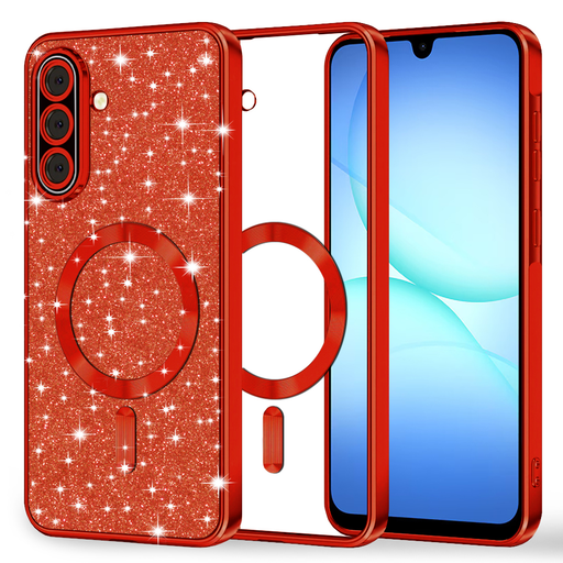 Samsung Galaxy A17 5G Techsuit Luxury Glitter MagSafe - Piros tok Samsung Galaxy A17 5G Techsuit Luxury Glitter MagSafe - Piros tok