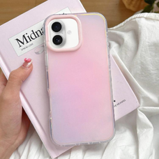 iPhone 17 kamerakeretes, vibráló zselés színű TPU + IMD tok (rózsaszín) Alphajack