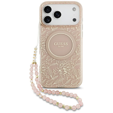iPhone 17 Pro Max Guess IML Flowers Electro Pearl Pántos MagSafe tok Pink tok