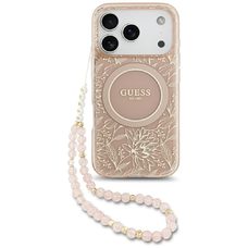 iPhone 17 Pro Guess IML Virágos Electro Pearl Pántos MagSafe tok Rózsaszín tok