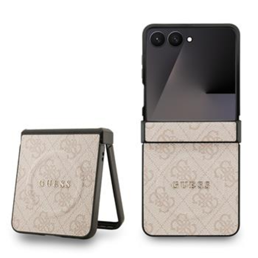 Guess PU bőr 4G Színes Gyűrű Mágneses tok Samsung Galaxy Z Flip 7 Pink,