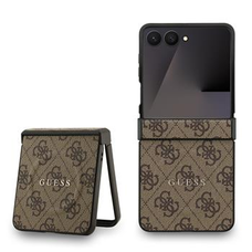 Guess PU bőrből készült 4G színes gyűrűs mágneses Samsung Galaxy Z Flip 7 tok Barna