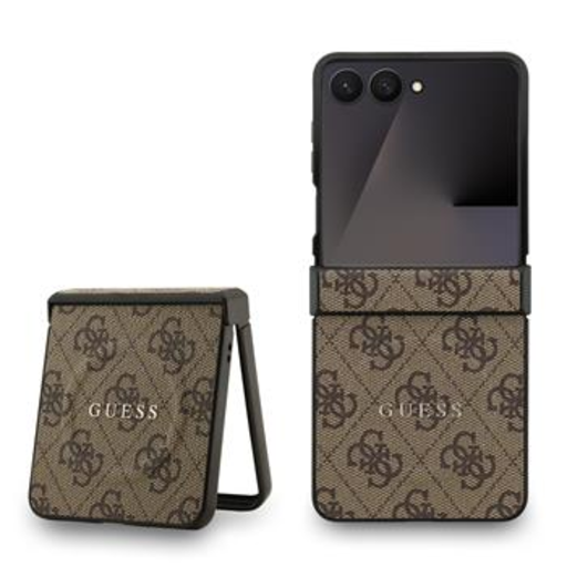 Guess PU bőrből készült 4G színes gyűrűs mágneses Samsung Galaxy Z Flip 7 tok Barna Guess PU bőrből készült 4G színes gyűrűs mágneses Samsung Galaxy Z Flip 7 tok Barna