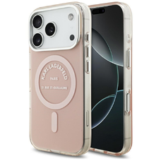 iPhone 17 Pro Karl Lagerfeld IML Karl RSG Logó MagSafe tok Rózsaszín tok