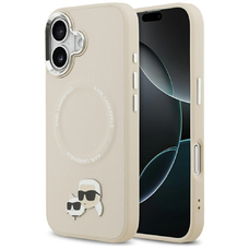 iPhone 17 Karl Lagerfeld Karl & Choupette Pins MagSafe tok Bézs tok