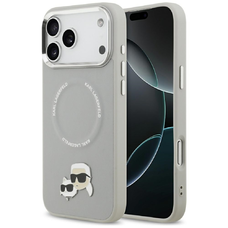 iPhone 17 Pro Max Karl Lagerfeld Karl & Choupette Pins MagSafe szürke tok