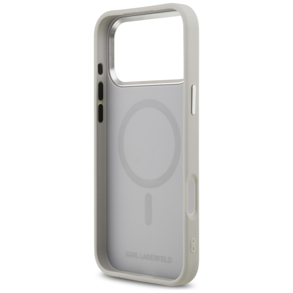 iPhone 17 Pro Karl Lagerfeld Karl & Choupette kitűzők MagSafe szürke tok - 7