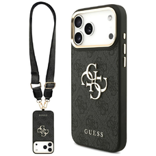 iPhone 17 Pro Max Guess - Big 4G Classic Logo nagy pánttal és fém gombokkal (GUHCP17XP4G4BCSK) - Fekete tok