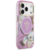 iPhone 17 Pro Pink Guess IML Metal Glitter Flowers Triangle MagSafe (GUHMP17LHFLPEDU) tok - 1. kép